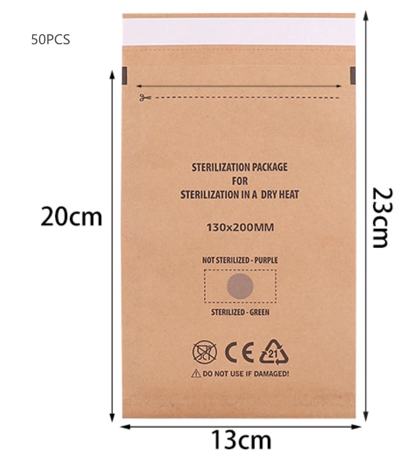 50/100Pcs Kraft Paper Bag Disposable Sterilization Disinfection Bag Nail Tools Sterilizer Manicure Bags sterilization Pouch