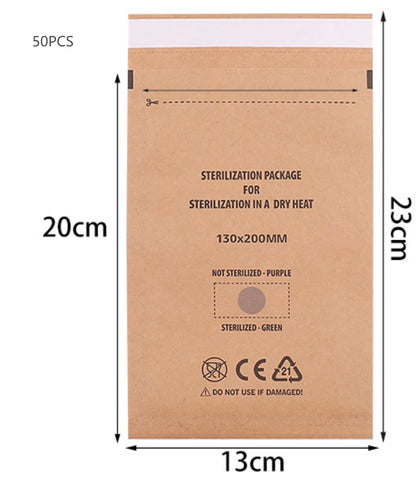 50/100Pcs Kraft Paper Bag Disposable Sterilization Disinfection Bag Nail Tools Sterilizer Manicure Bags sterilization Pouch