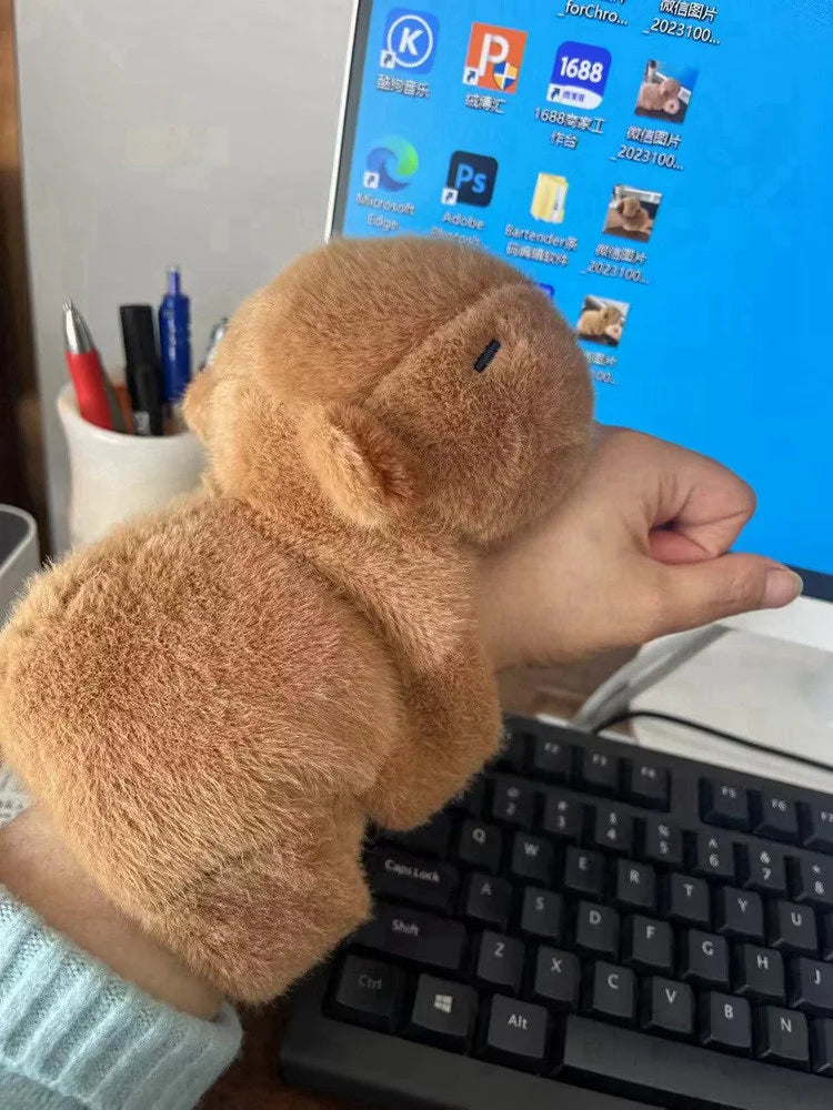 Lovely Capybara Animal Slap Snap Wrap Wristband Bracelet Plush Stuffed Animal Kawaii Capybara Hand Ring Wristband Kid Funny Toys
