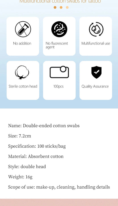 Disposable Ultra-small Double-end Wood Cotton  Swab 100pcs Lint Free Micro Brushes Eyelash Extension Glue Removing Tools