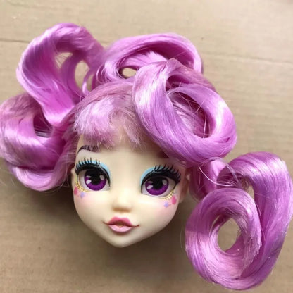Quality Doll Heads Sparkly Alive Glasses Eyes No Hair Doll Parts White Purple Gold Hair Blue Black Skin Doll Accessories