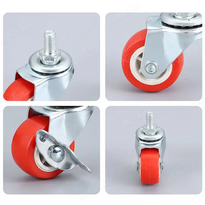 4Pcs Swivel Stem Threaded Casters 1-2 Inch PVC Red Caster Wheel Replacement for Carts Trolley Baby Bed Furniture Cabinet Table