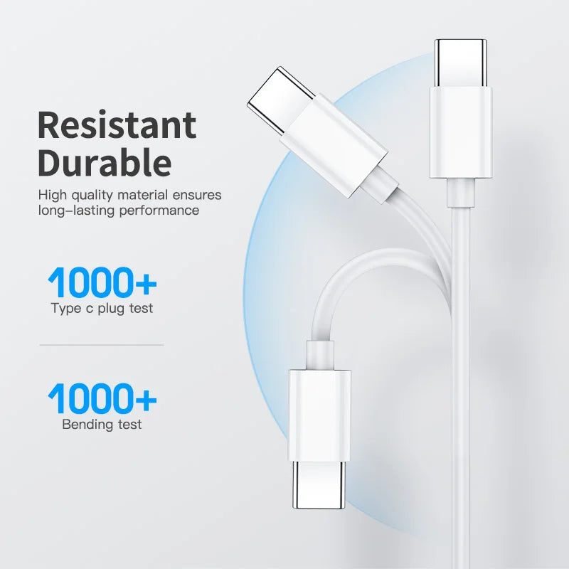 100W USB-C to USB-C Fast Charging PD Cable For iPhone 15 16 17 Pro Max Huawei Mate 60 Xiaomi Samsung Type C to Type C Data Cable