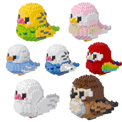 KNEW BUILT Colorful Parrot Micro Mini Building Blocks Assembly Toys 3D Model Bricks for Birds Funs Hands-on Ability Gift