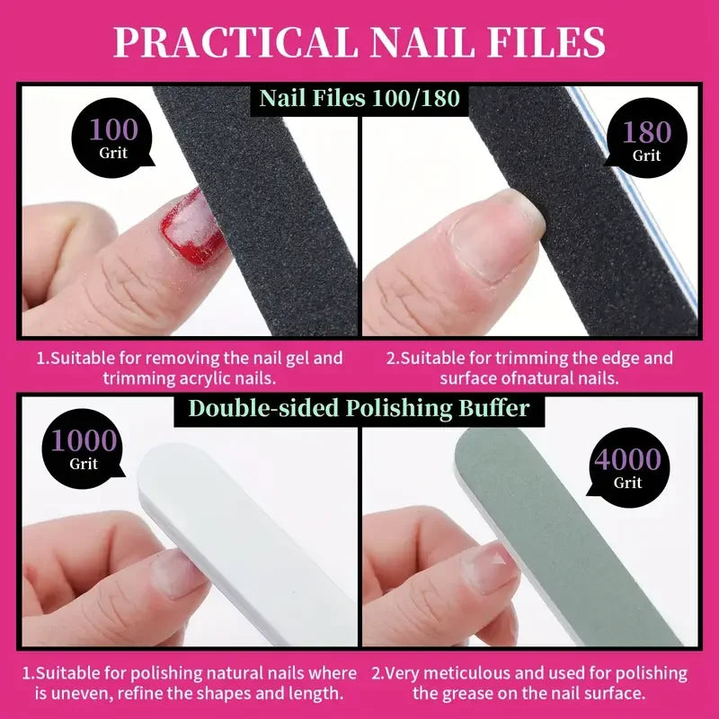 10/16Pcs Nail Soak Off Clip Cap UV Gel Polish Remover Wrap Tool Set With Cotton Pads File Pusher Brush Manicure Removal Kit