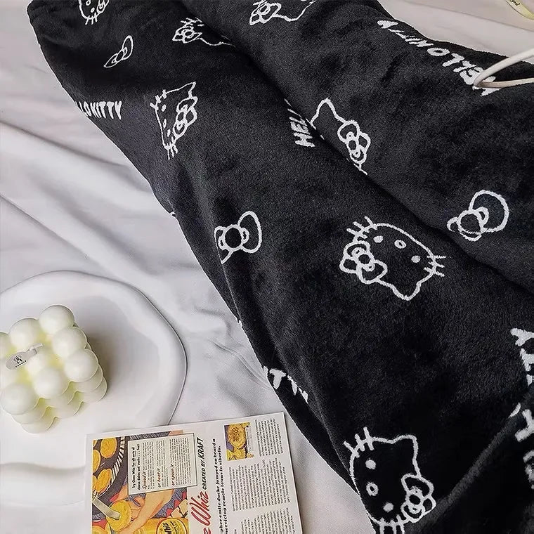 Christmas Sanrio Hello Kitty Pajamas Halloween Flannel Fashion Trouserswomen Kawaii Woolen Anime Cartoon Casual Home Pant Autumn