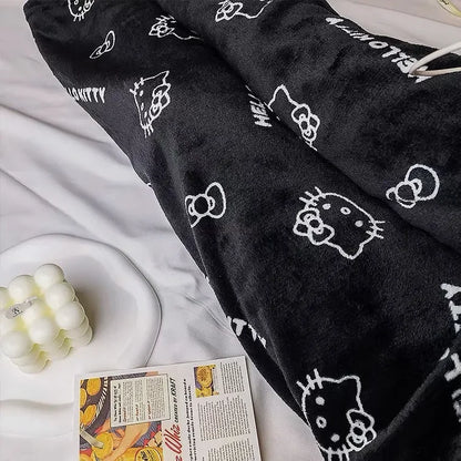 Christmas Sanrio Hello Kitty Pajamas Halloween Flannel Fashion Trouserswomen Kawaii Woolen Anime Cartoon Casual Home Pant Autumn