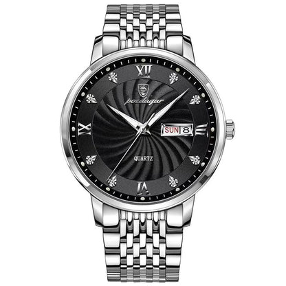 POEDAGAR Luxury Brand Man Watch Waterproof Luminous Date Week Men's Quartz Wristwatch Stainless Steel Fashion Sports Men Watches