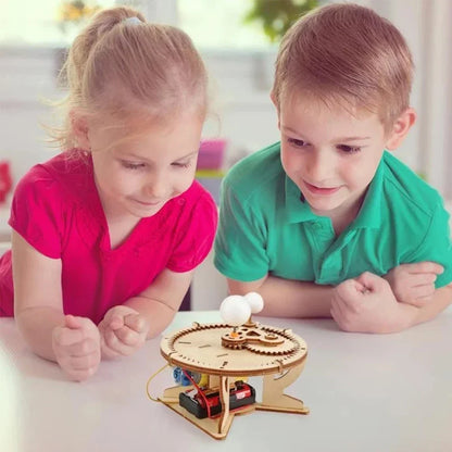 Wooden Sun Earth Moon Planet Solar System Model Kids Puzzle Mechanical Set DIY Science Toy Educational Scientific Experiment Kit
