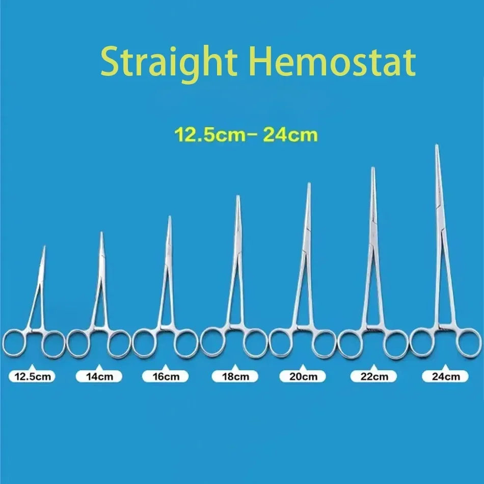 1pc Stainless Steel Hemostatic Forceps Surgical Forceps Tool Hemostat Locking Clamps Forceps Fishing Pliers Curved/Straight Tip