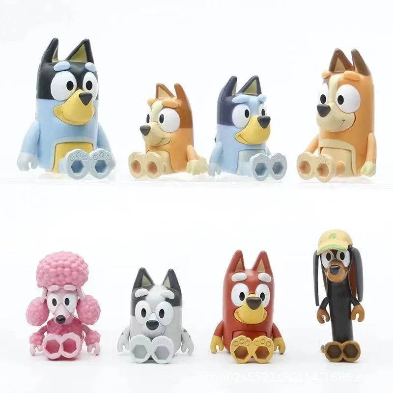 Bluey Family And Friends Action Figures 8 Pack Poseable Collectible Toys Pretend Play Dolls Birthday Gift For Children