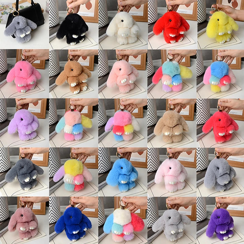 15cm Gifts Rabbit Fur Keychain Women Bag Car Key chain Pendant Decoration Jewelry Bags Hangings Accessories