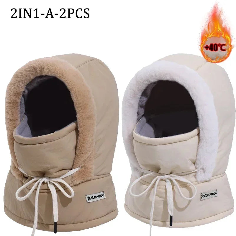 Cold Weather Thermal Balaclava Scarf Winter Windproof Hood Hat Plush Neck Warmer Ski Face Mask for Outdoor Activities