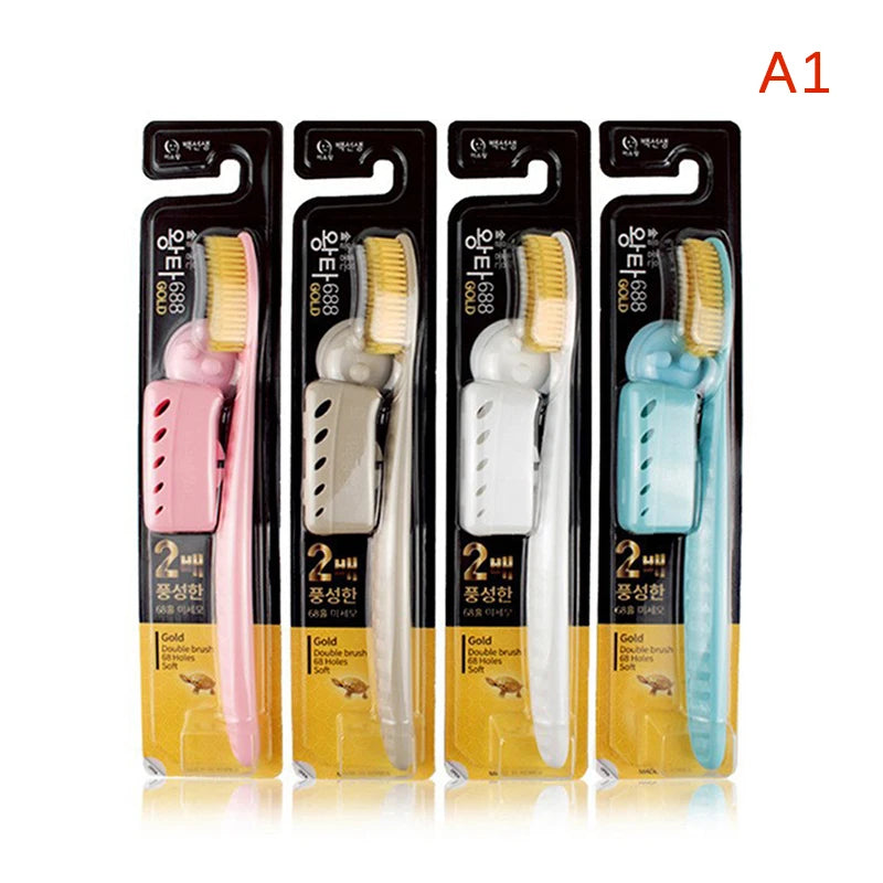 1/4PCs Large Head Toothbrush Korean Original Tooth Brush With Travel Case Adult Charcoal Biodegradable Oral Health Cleaning