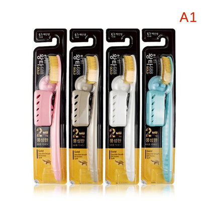 1/4PCs Large Head Toothbrush Korean Original Tooth Brush With Travel Case Adult Charcoal Biodegradable Oral Health Cleaning
