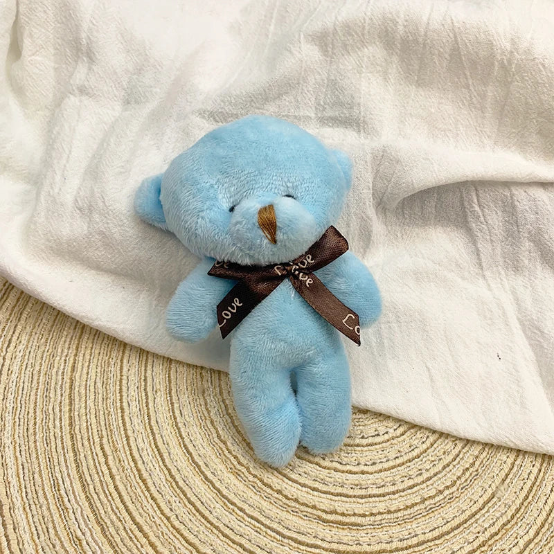 30pcs New 21Color Mini Bear Plush Doll Keychain 12cm Cute Colorful Bear Animal Stuffed Toys For Girl Bag Pendant Children Gifts