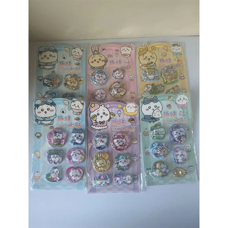Cute Chiikawa Hachiware Usagi 3D Water Shake Stickers Fun DIY Decorative Stickers for Notebooks Laptops and Phone Cases