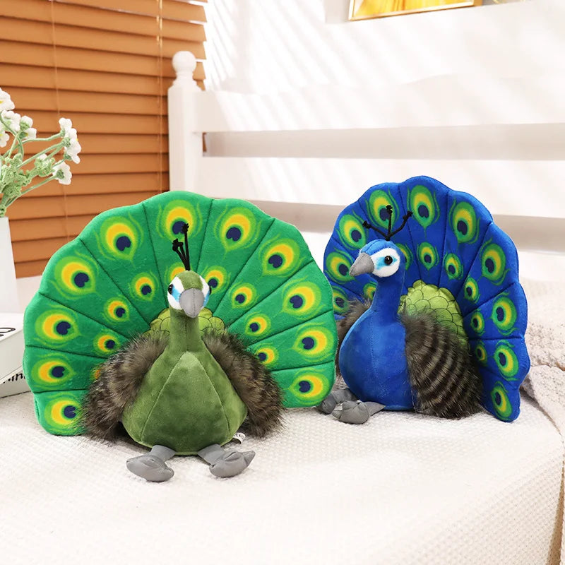 Cute Simulation Green Peacock Plush Toy Blue Peacock Doll Decorative Ornament Gift Bird Doll Zoo Souvenir Ornament Photo Props