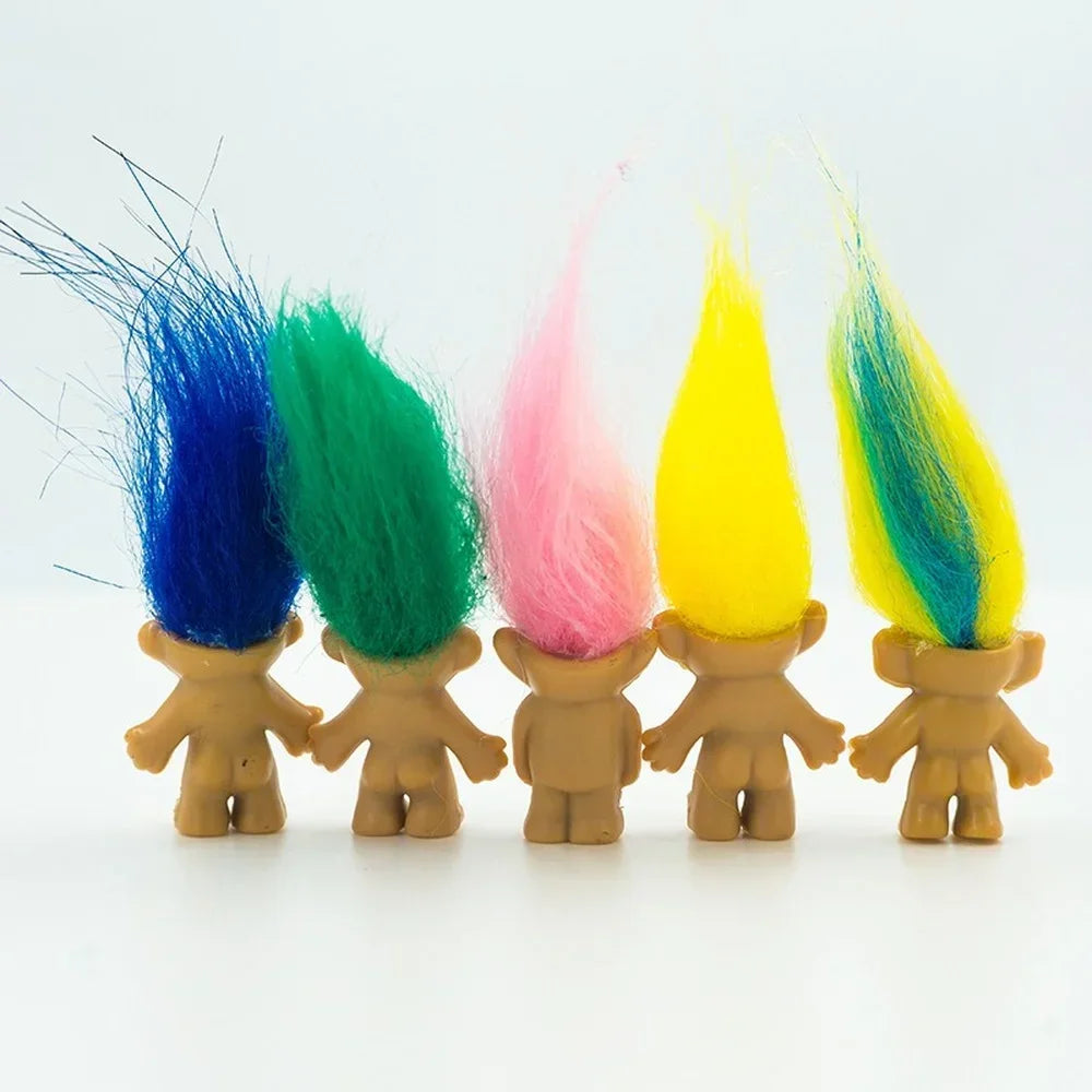 10Pcs/Bag Mini Trolls Dolls Anime Action Figure Colorful Hair Family Members Model Collection Kids Toys for Children's Gift 2025