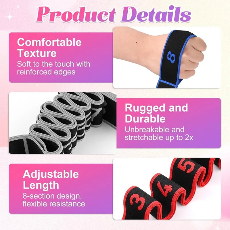 Elastic Yoga Stretching Strap Ballet Dance Leg Stretching Band Beginner Pilates Dance Gymnastics Loop Strap Belt Fitness Sport