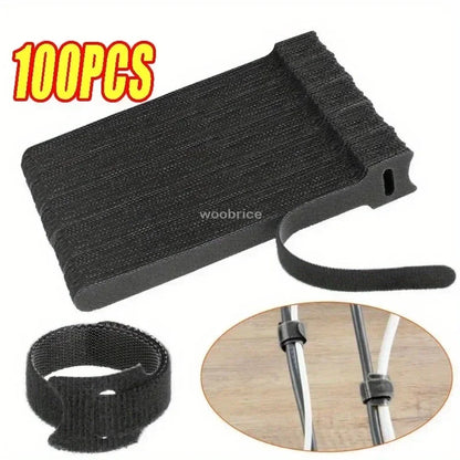10-100pcsReleasable Cable Organizer Ties Mouse Earphones Wire Management Nylon Cable Ties Reusable Loop Hoop Tape Straps Tie