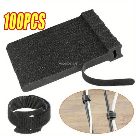 10-100pcsReleasable Cable Organizer Ties Mouse Earphones Wire Management Nylon Cable Ties Reusable Loop Hoop Tape Straps Tie