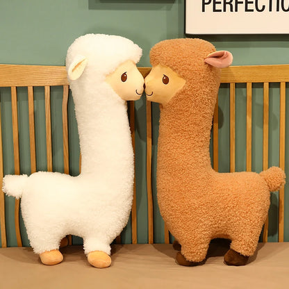 Furry Plush Llama Alpaca Plush Toy Stuffed Soft Long Plush Lifelike Alpaca Sheep Hug Throw Pillow Animals Nap Sleeping Pillow
