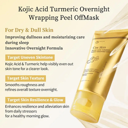 Kojic Acid Turmeric Overnight Wrapping Peel Off Mask Kit Nourish Hydrolyzed Collagen Glowing Skin Refresh Skin Firming Skincare