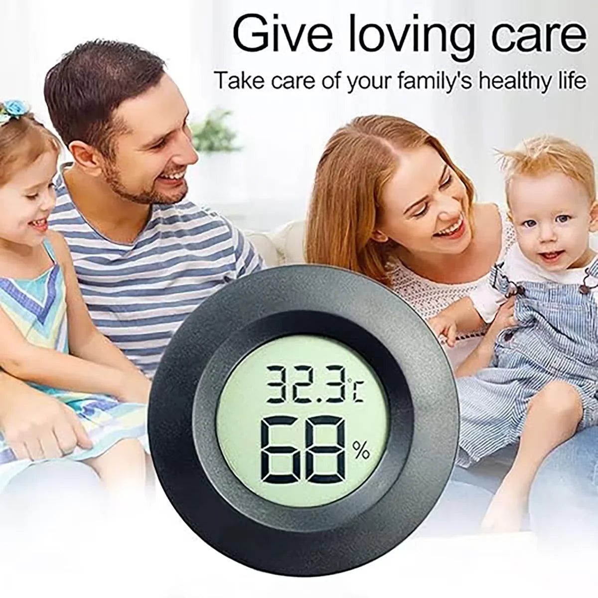 Round Digital LCD Thermometer For Car Indoor Room Cigar Wine Cabinet Digital Temperature Humidity Meter Pet  Acrylic Box