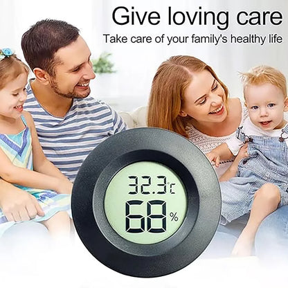 Round Digital LCD Thermometer For Car Indoor Room Cigar Wine Cabinet Digital Temperature Humidity Meter Pet  Acrylic Box