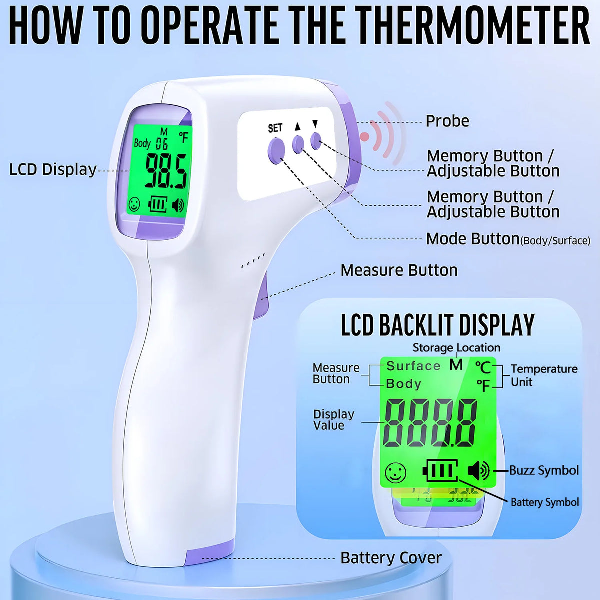 Non-Contact Ear Thermometer & Finger Oximeter Digital Display for Infant & Adult,Accurate Temperature & Pulse Rate Measurement