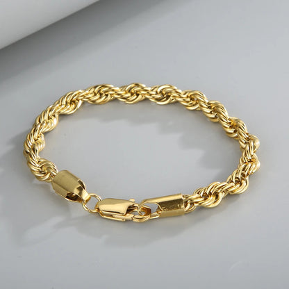 4/6/8mm Stainless Steel Bracelets For Men Women Gold Color Twisted Rope Link Chain Bracelets On the Hand Jewelry Gifts