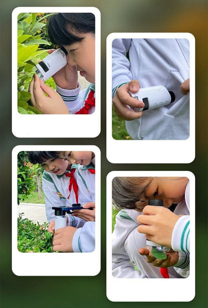 Bioscience Science Experiment 120X Children Microscope Kit Biological Specimen Portable Puzzle Educational Stem Toys for Kids