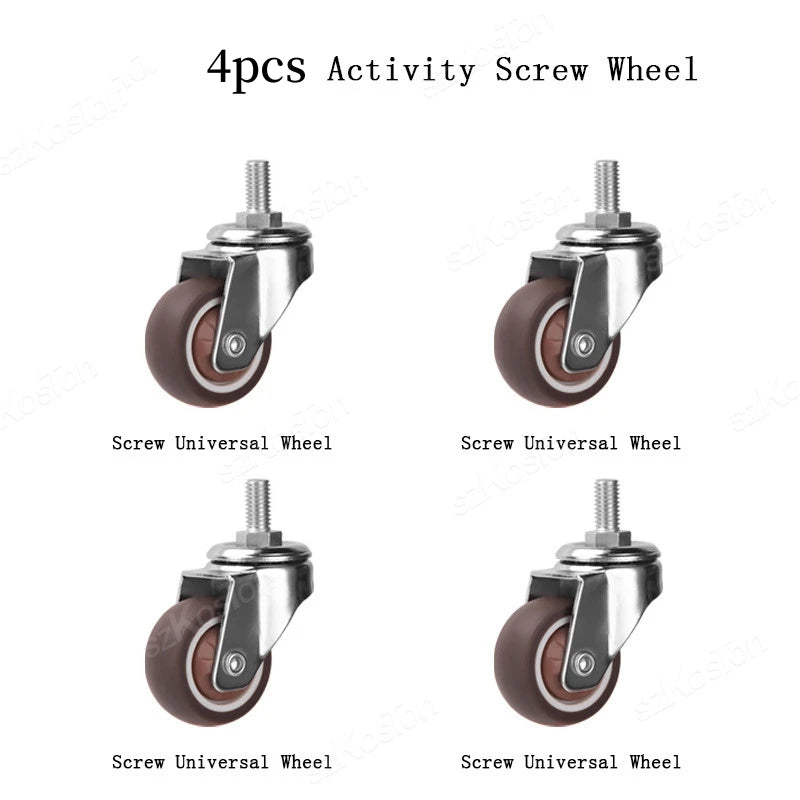 4PCS Furniture Wheels 1~2inch Caster Heavy Universal Mute Wheel 360° Swivel Rubber Roller for Trolley Chair Office Desk Chair