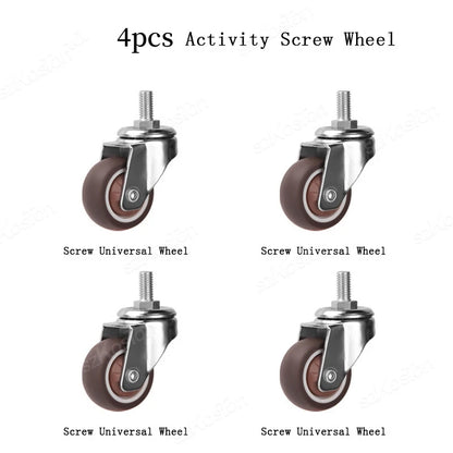 4PCS Furniture Wheels 1~2inch Caster Heavy Universal Mute Wheel 360° Swivel Rubber Roller for Trolley Chair Office Desk Chair