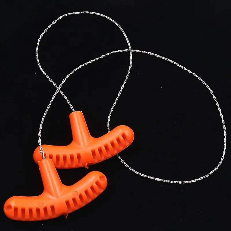 High-quality Multi-purpose Mini Pocket Wire Saw Stainless Steel Wire Saw Orange Outdoor Camping Emergency Survival