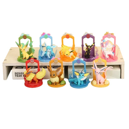 9pcs Pokemon Eevee Evolution Figure Set, Sylveon Espeon Glaceon Leafeon Anime Model Collection Toys for Kids Gift