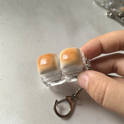 Bread Keycap Stress Relief Clicker Fingertip Toy Keychain Mechanical Keyboard Style Keyring Pendant Creative Gift Desk Toy 1PC