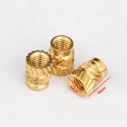 100pcs M3 Thread Knurled Brass Threaded Heat Set Heat Resistant Insert Embedment Nut for 3D Printer Voron 2.4 M3x5x4