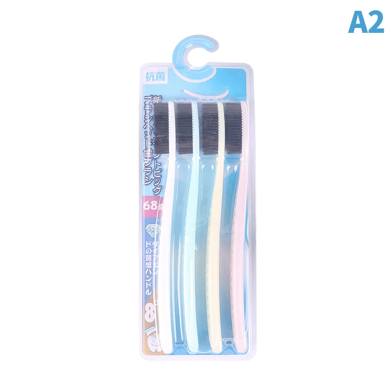 1/4PCs Large Head Toothbrush Korean Original Tooth Brush With Travel Case Adult Charcoal Biodegradable Oral Health Cleaning