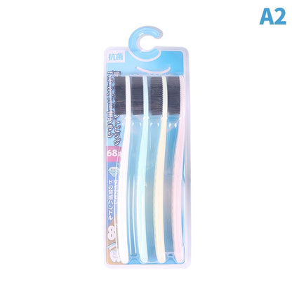 1/4PCs Large Head Toothbrush Korean Original Tooth Brush With Travel Case Adult Charcoal Biodegradable Oral Health Cleaning