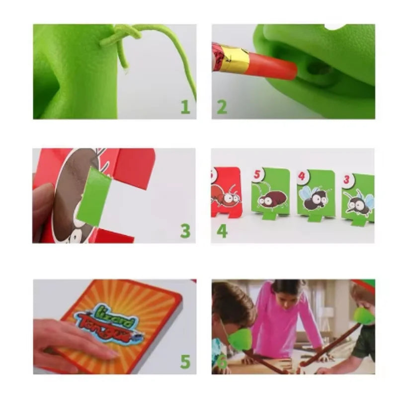 Frog Lizard Mask Wagging Tongue Lick Cards Board Games for Children Family Party Toys Antistress Funny Desktop Puzzle Game Toys