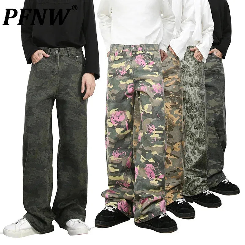 Men's Printed Loose Straight-Leg Jeans