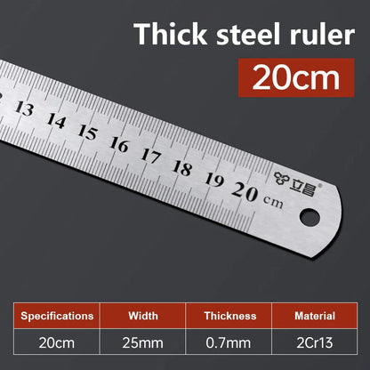 1Pcs 15/20/30/40/50/60100cm Stainless Steel Metal Straight Ruler For Home School Precision Measuring Tool Drawing Tool Supplies