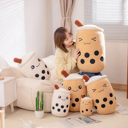 Kawaii Boba Fruit Bubble Tea All Series Cartoon Plush Toy Stuffed Animals Cute Food Milk Tea Soft Toys Room Decor Pillow Gifts