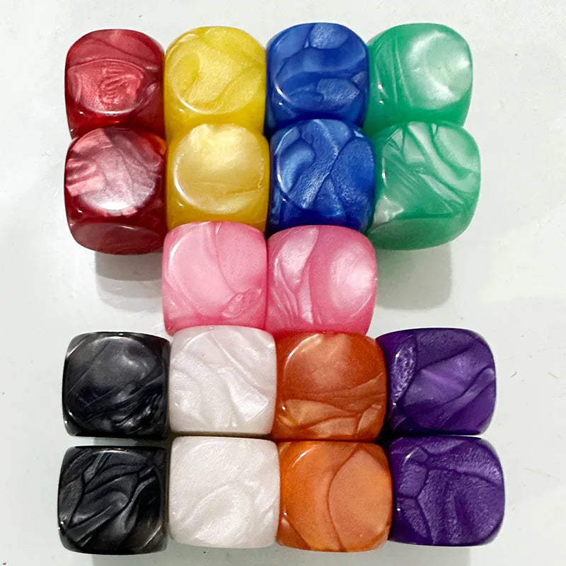 10pcs/set  Pearl Pattern Round Dice Blank Dice DIY Game Accessories