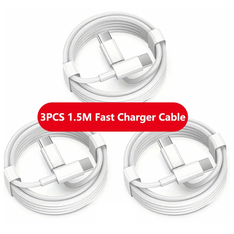 1-3Pcs 120W Dual USB-C To Type C Super Fast Charging Data Cable For IPhone17 Samsung Huawei Quick Cord Transfer Wire 1m/1.5m/2m