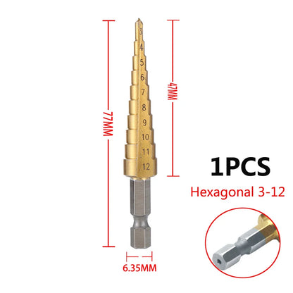 3pcs 3-12mm 4-12mm 4-20mm HSS Straight Groove Step Drill Bit Set Titanium Coated Wood Metal Hole Cutter Core Drill Bit Set