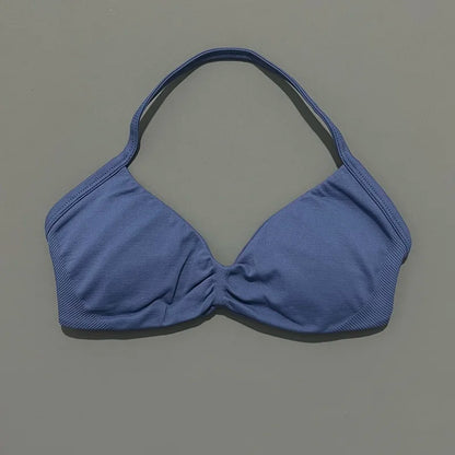 HISTELLO Strappy Bra Women Seamless Gym Underwear High Support Halter Sexy Sports Pilates Clothing Push-up Yoga Workout Tank Top