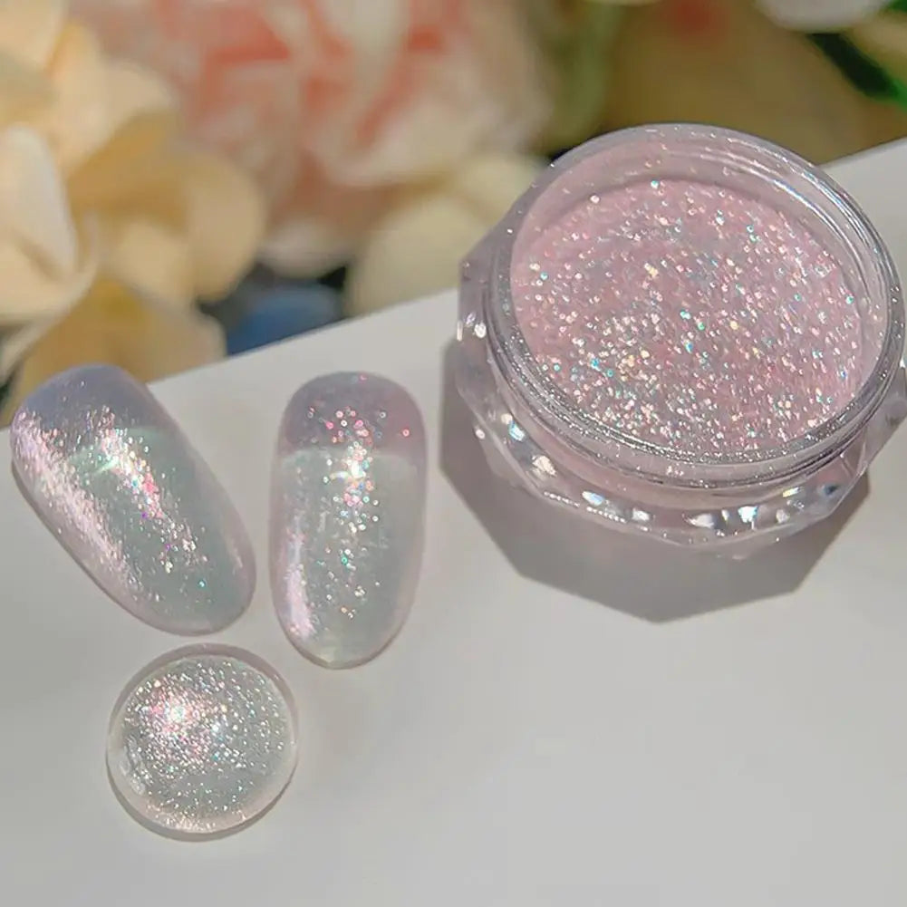 Pearl Effect Nail Powders Mirror Aurora Chrome Mermaid Nails Art Powder Rainbow AB Magic Mirror Pearl Shell Powder Supplies
